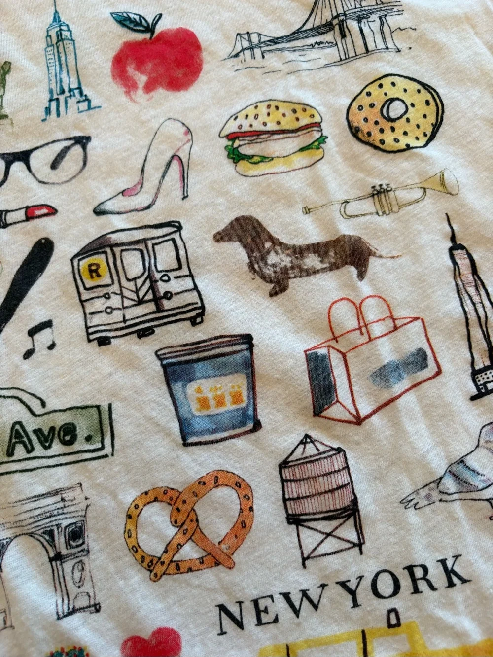 J. Crew NYC Destination Ringer Graphic Tee with Navy Trim and New York City Icon
